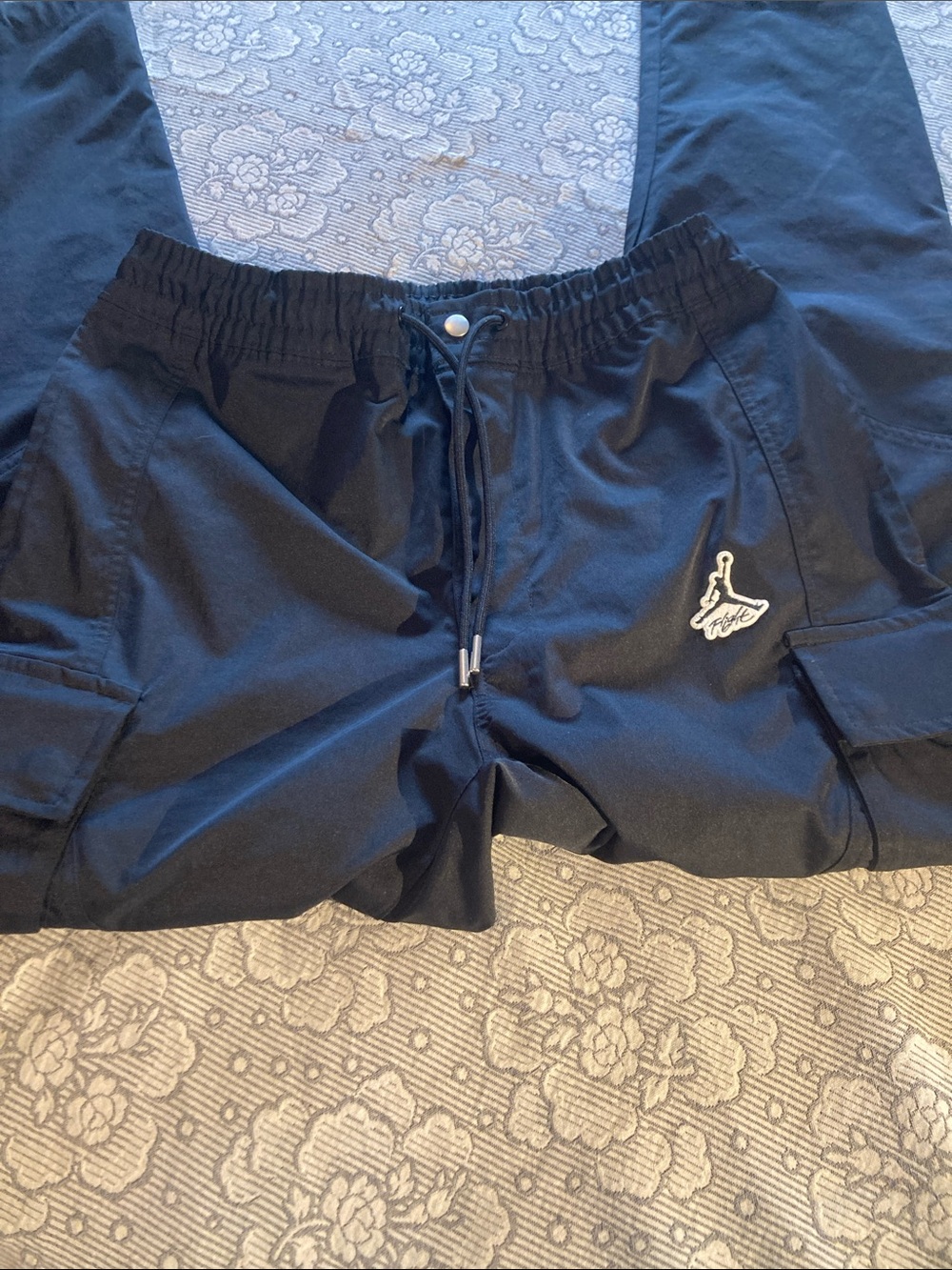 NWOT Jordan Flight Black Cargo pants with Drawstring and Logo Patch
